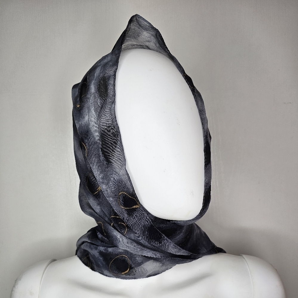 Vintage Charcoal Polyester Rectangular Scarf With… - image 5